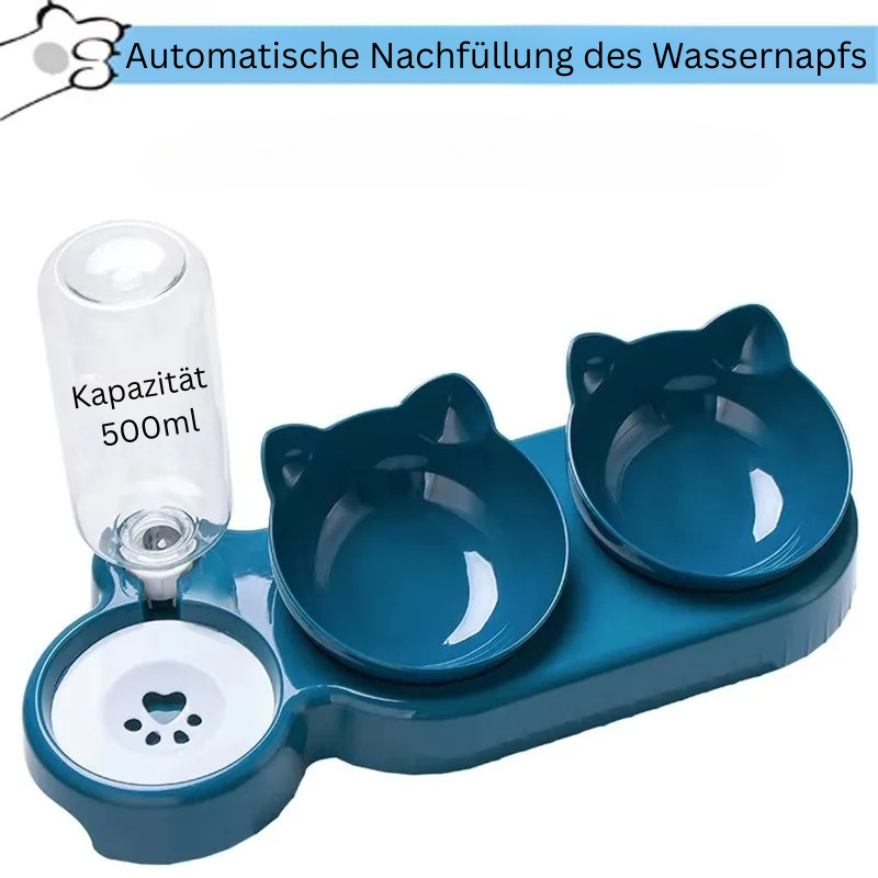 2‑in‑1 Futterstation mit Wasserspender