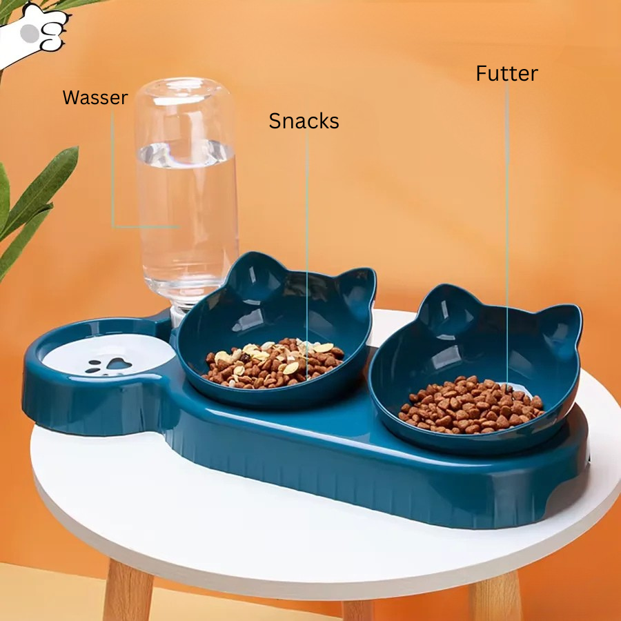 2‑in‑1 Futterstation mit Wasserspender
